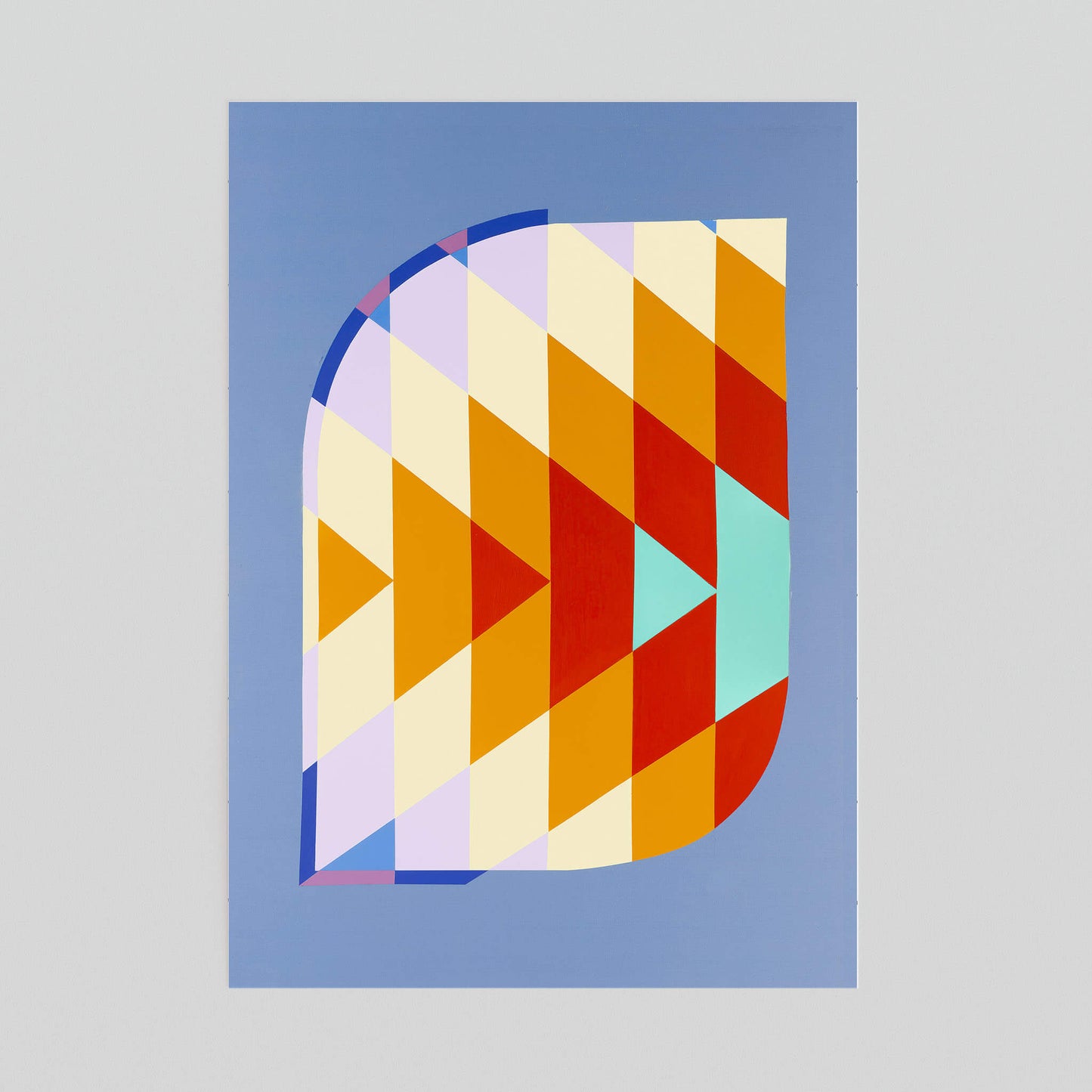 Unframed abstract coloured print.
