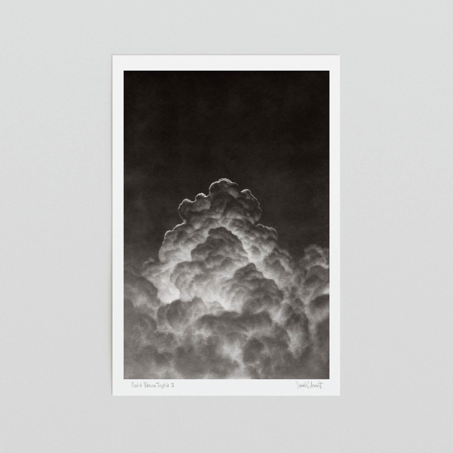 Black and white wall art poster of a cloud unframed.
