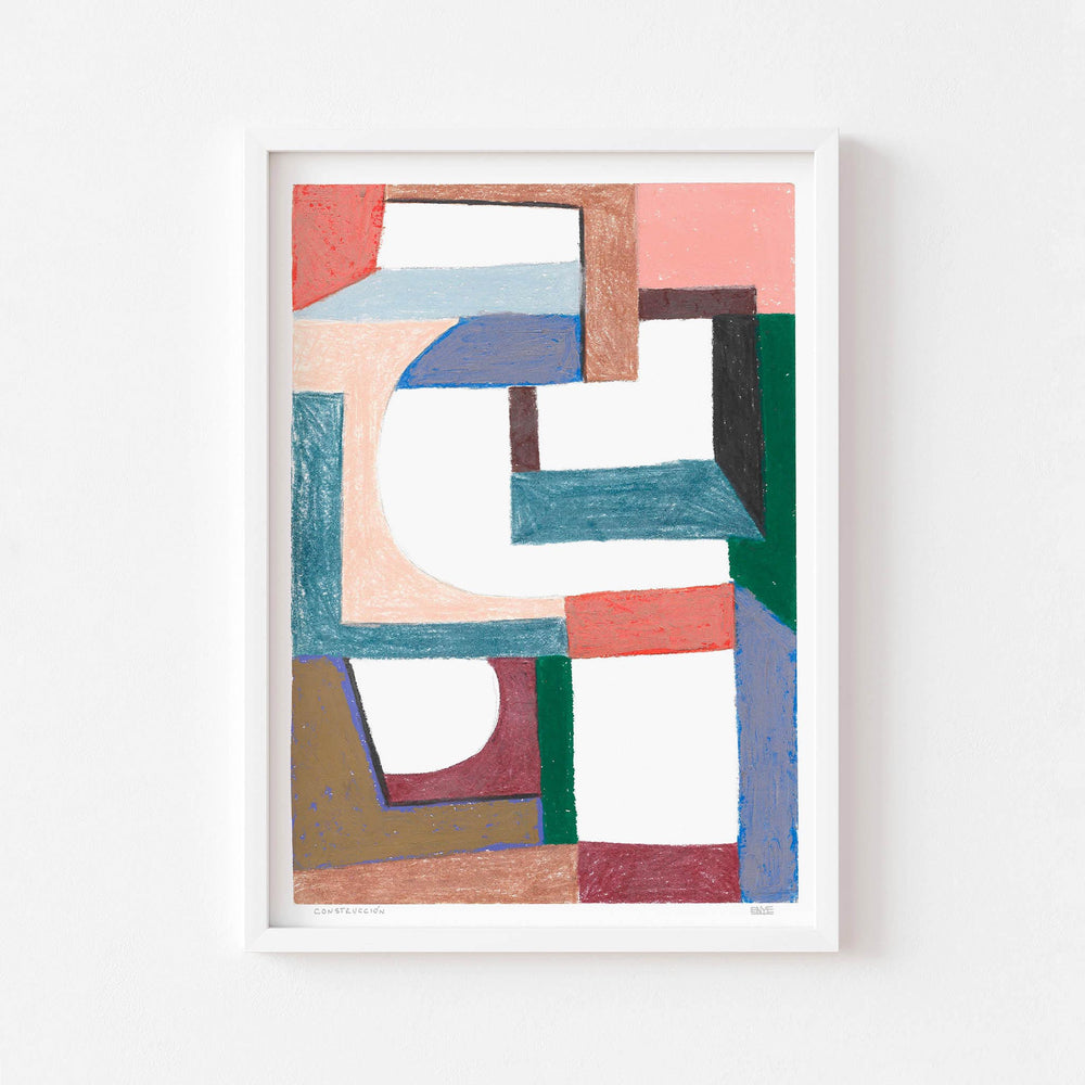 
                  
                    Contemporary geometric art wall poster framed in white.
                  
                