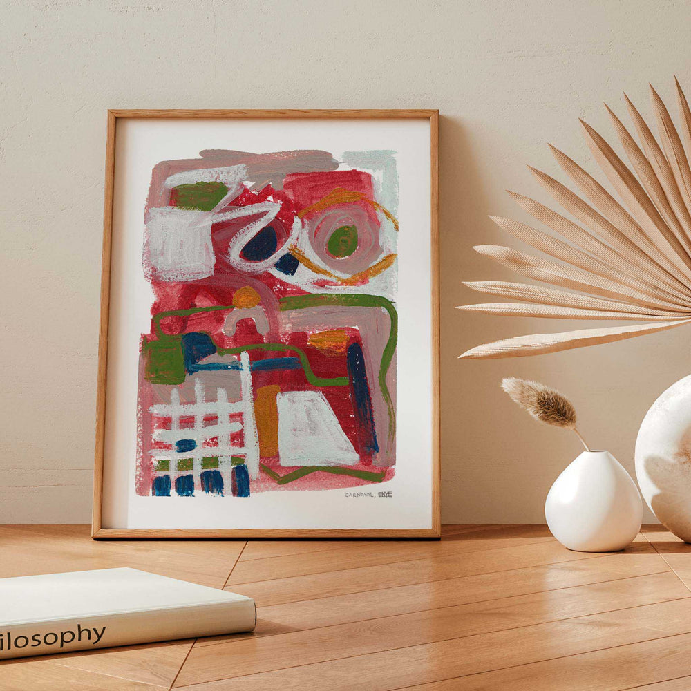 
                  
                    Modern abstract art print in a contemporary living room.
                  
                