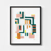 Geometric art wall poster framed in black.