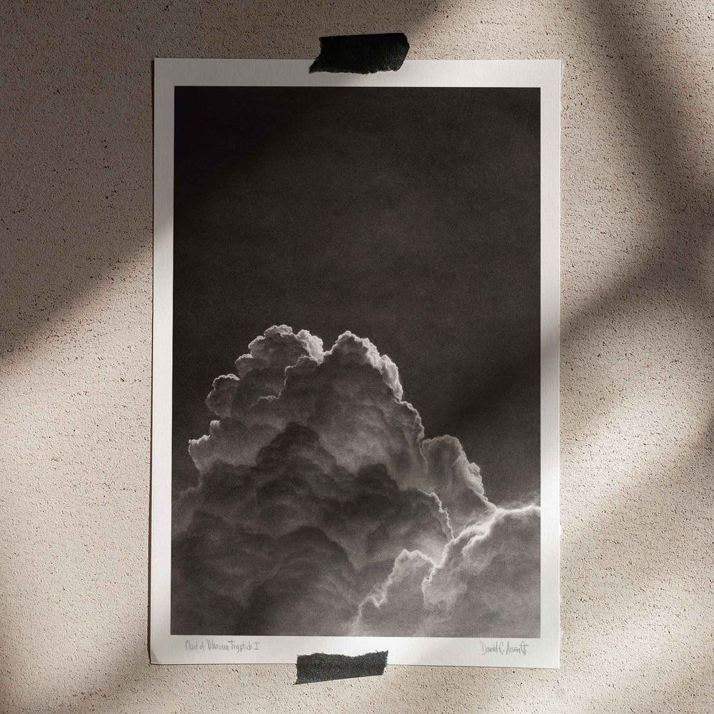 
                  
                    Unframed black and white wall art print of a cloud.
                  
                