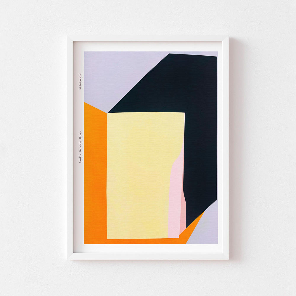 
                  
                    Contemporary geometric wall art poster in a white frame.
                  
                