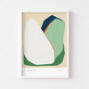 Large abstract wall art poster framed in white.