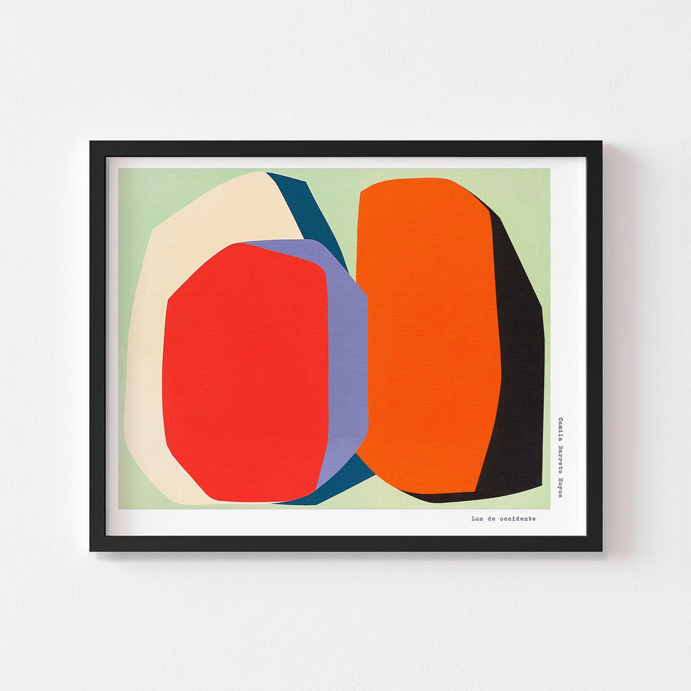 
                  
                    Bold and colourful abstract wall art print framed in black.
                  
                