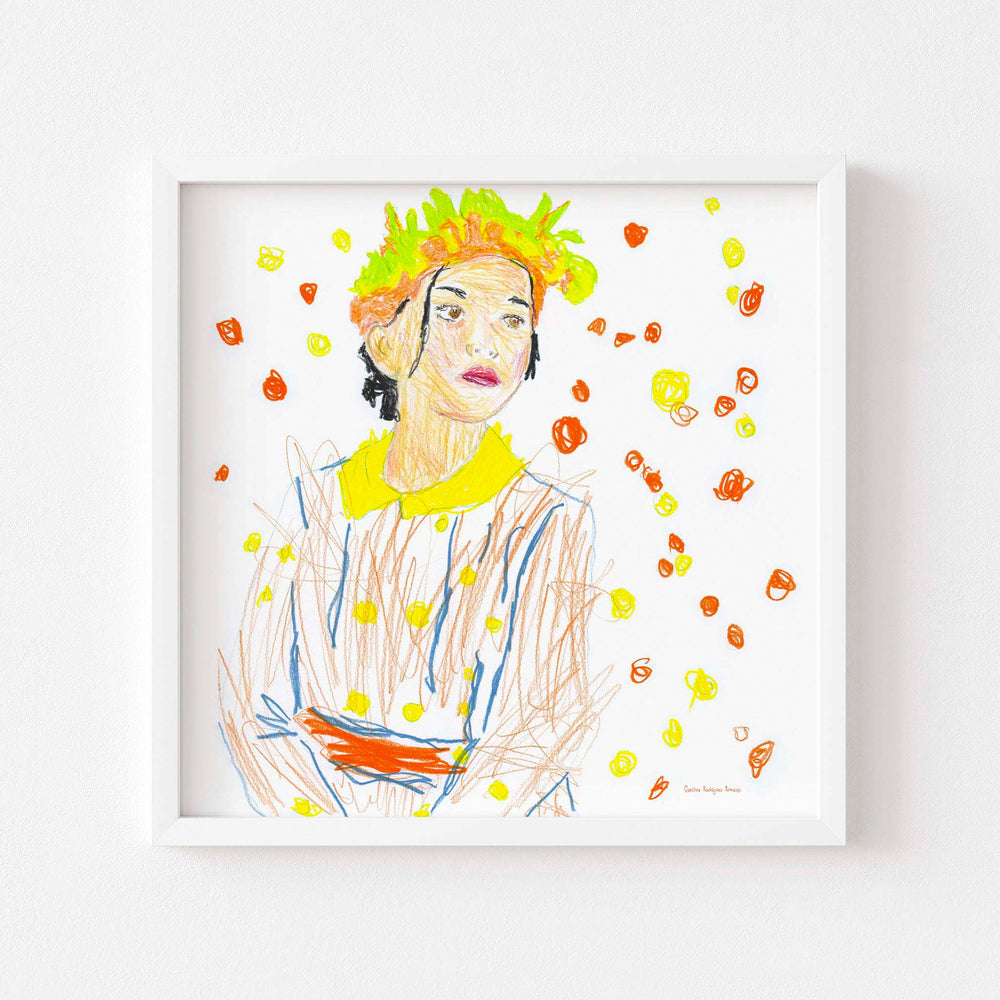 
                  
                    Figurative art print of a child framed in white.
                  
                