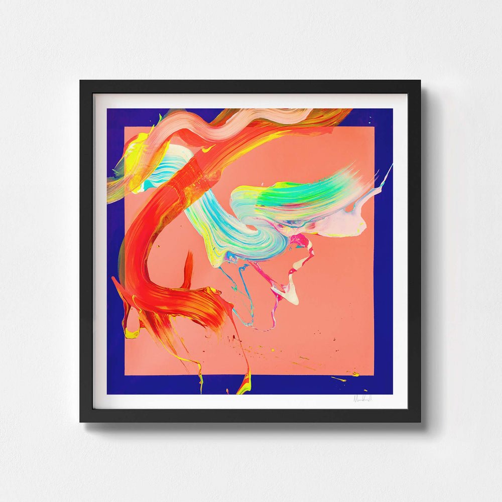 
                  
                    Square abstract art print in a black frame.
                  
                