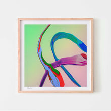  Multicolour abstract art print in an oak frame.