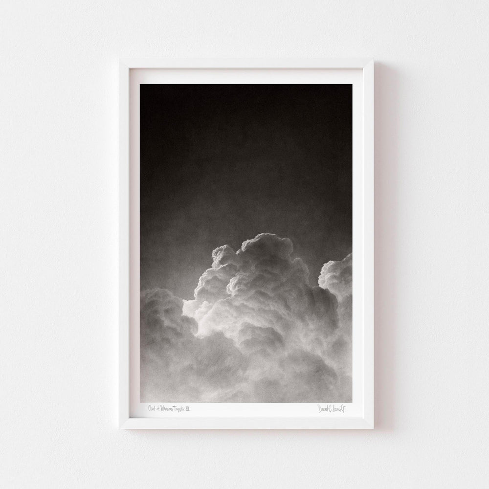 Black and white art wall print of a cloud framed in white.