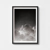 Monochrome art wall print of a cloud framed in black.