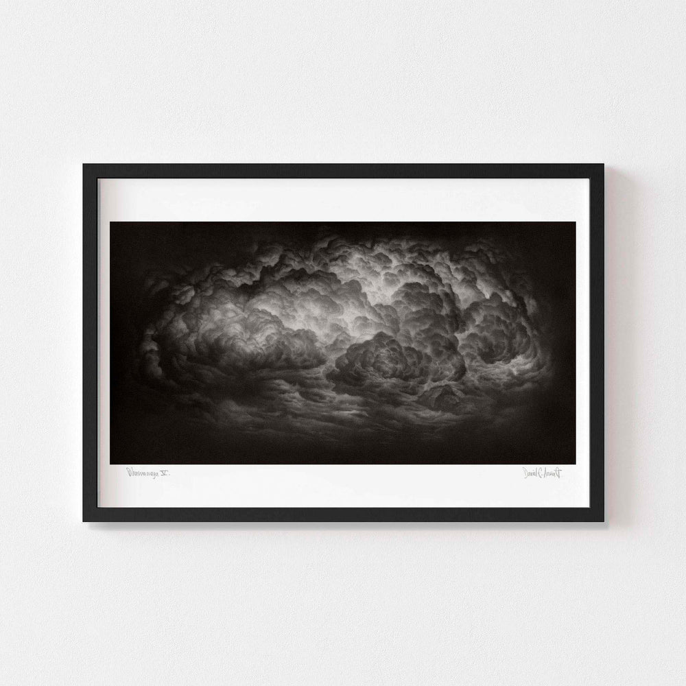 
                  
                    Large dramatic black and white art print of a cloud framed in black.
                  
                