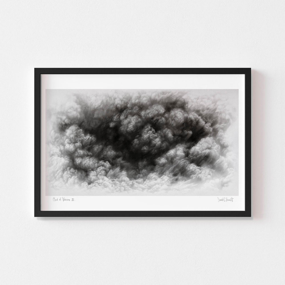 
                  
                    Large horizontal black and white wall artwork print of a cloud framed in black.
                  
                