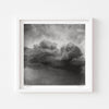 Large modern black and white artwork print of a cloud in a white frame.