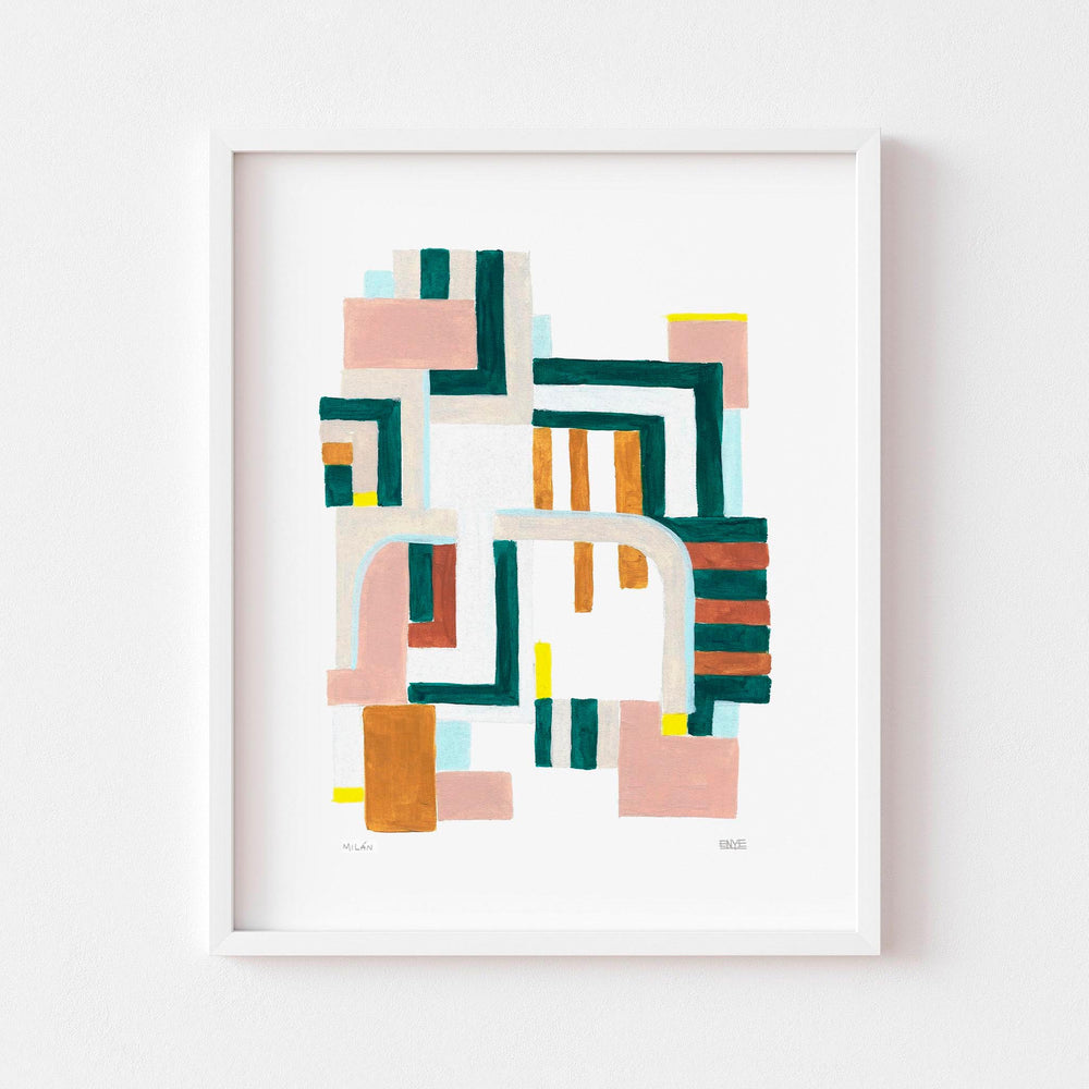 
                  
                    Neutral modern art wall poster framed in white.
                  
                