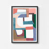 Modern abstract art wall poster framed in black.