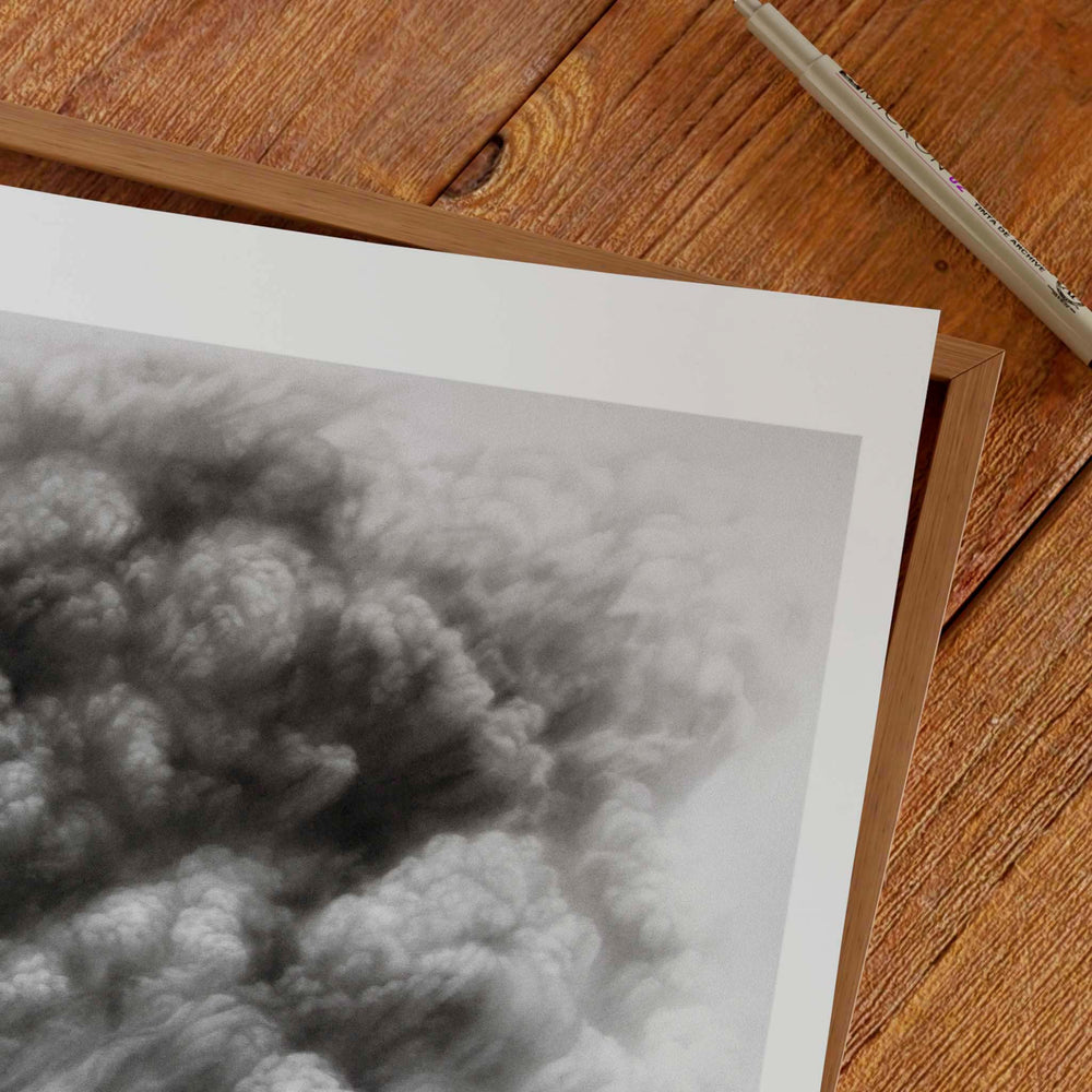 
                  
                    Large unframed black and white wall art print of a cloud.
                  
                