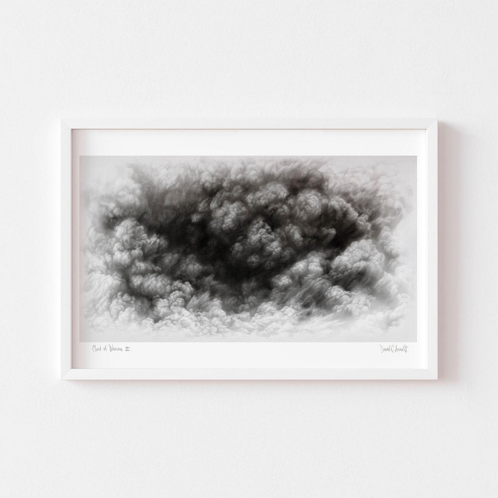 
                  
                    Large horizontal black and white art print of a cloud framed in white.
                  
                