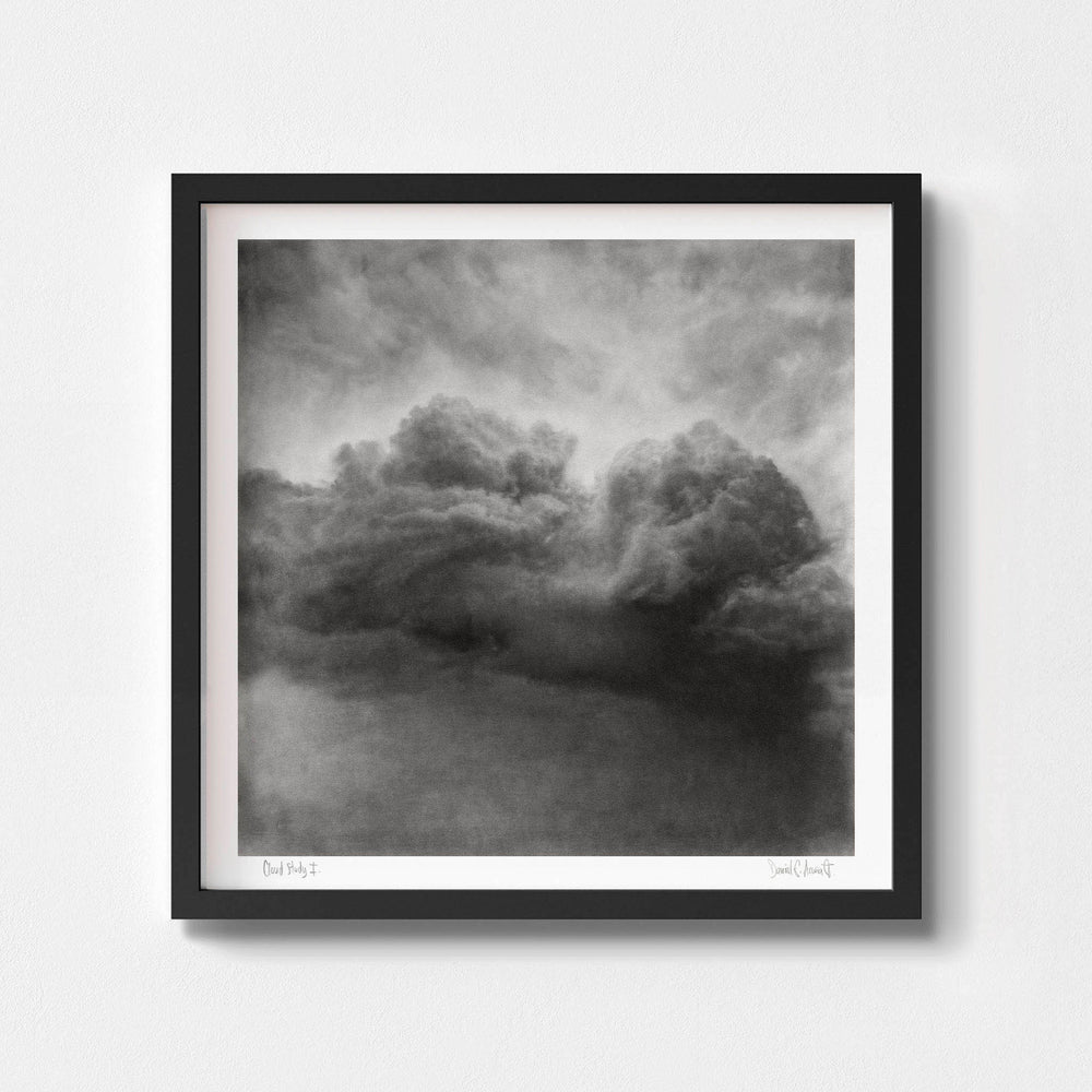 
                  
                    Large black and white art print of a cloud in a black frame.
                  
                