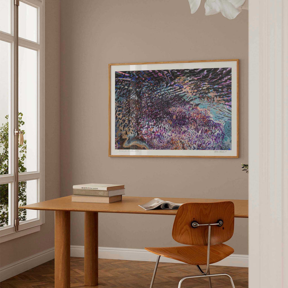 
                  
                    Large horizontal wall art print framed and displayed in a modern home office.
                  
                