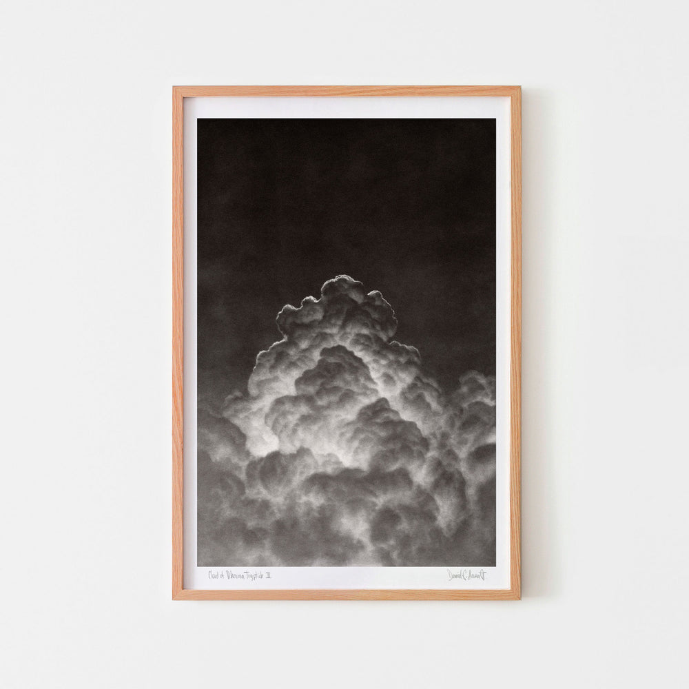 
                  
                    Monochrome wall art print of a cloud in an oak frame.
                  
                