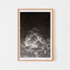 Monochrome wall art print of a cloud in an oak frame.