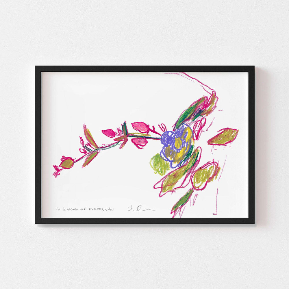 
                  
                    Small botanical wall art print of a purple and pink flower framed in black.
                  
                