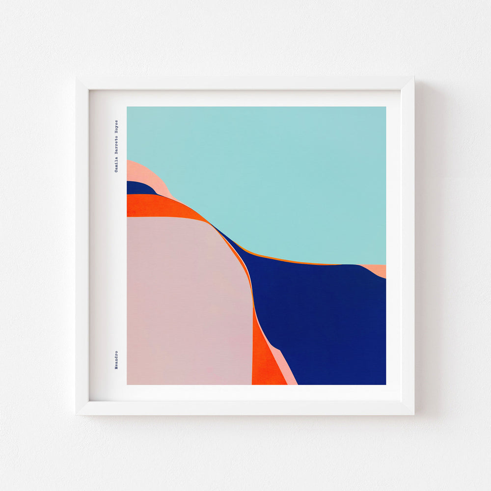 
                  
                    Large abstract wall art poster framed in white.
                  
                