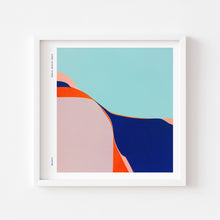  Large abstract wall art poster framed in white.