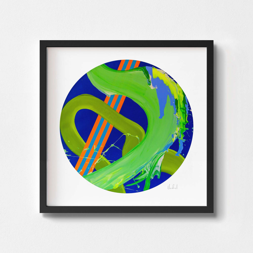 
                  
                    Bold and colourful contemporary art print framed in black.
                  
                