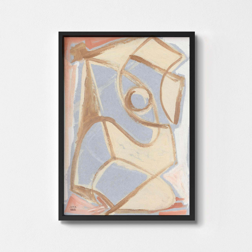 
                  
                    Neutral abstract wall art poster framed in black.
                  
                