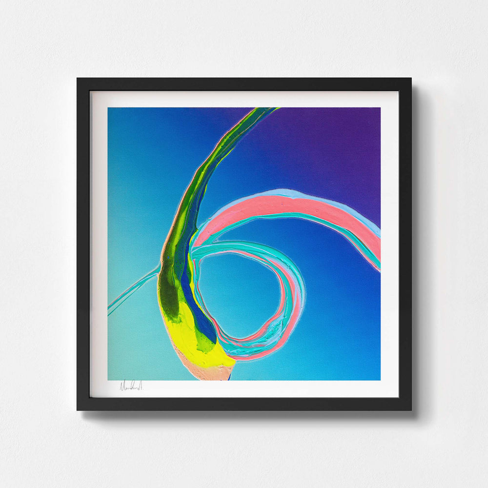 
                  
                    Multicolour wall art print in a black frame.
                  
                