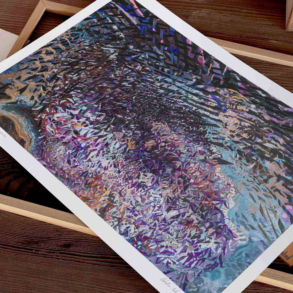 
                  
                    Large unframed wall art print of an abstract purple landscape.
                  
                