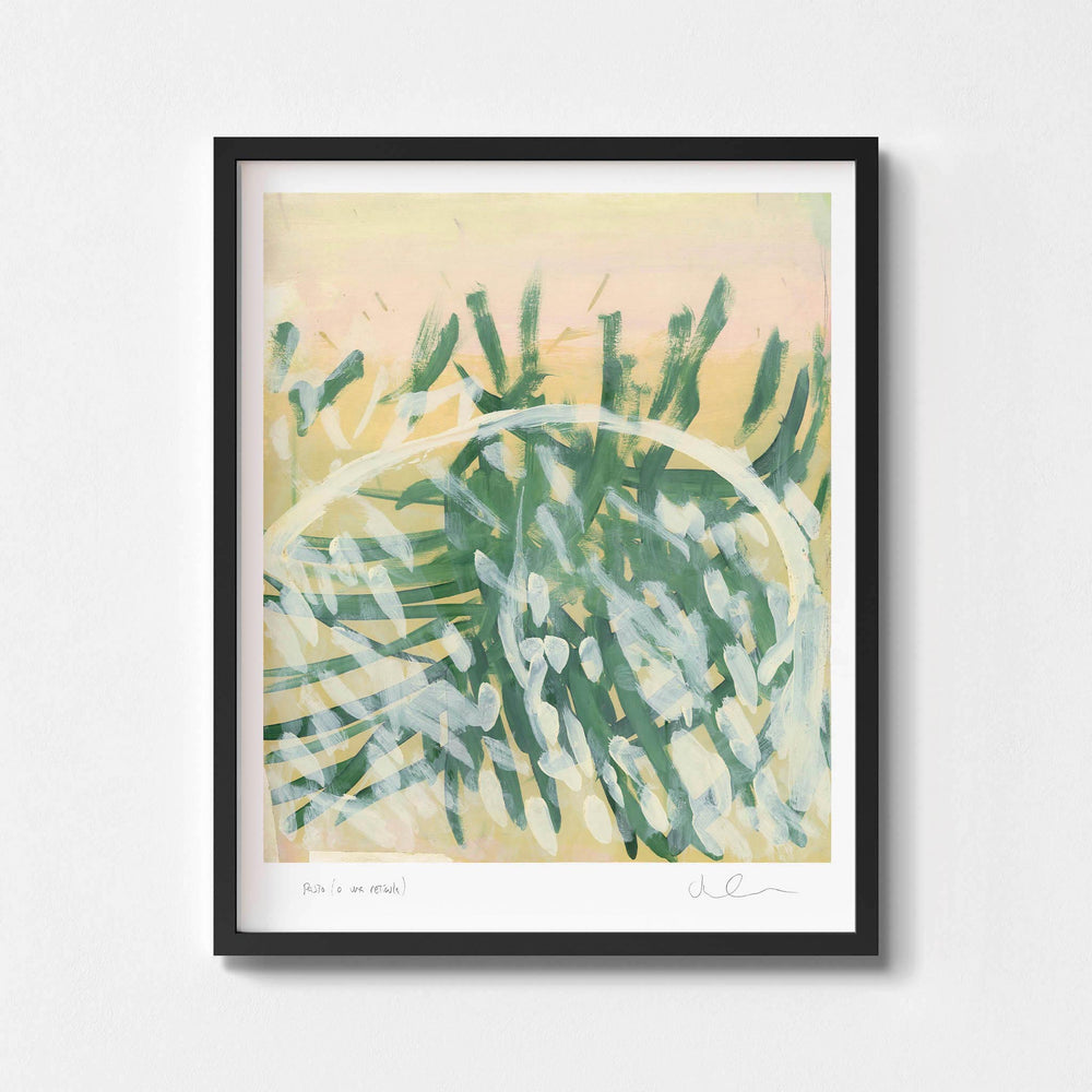 
                  
                    Neutral botanical wall art print framed in black.
                  
                