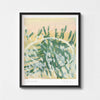 Neutral botanical wall art print framed in black.