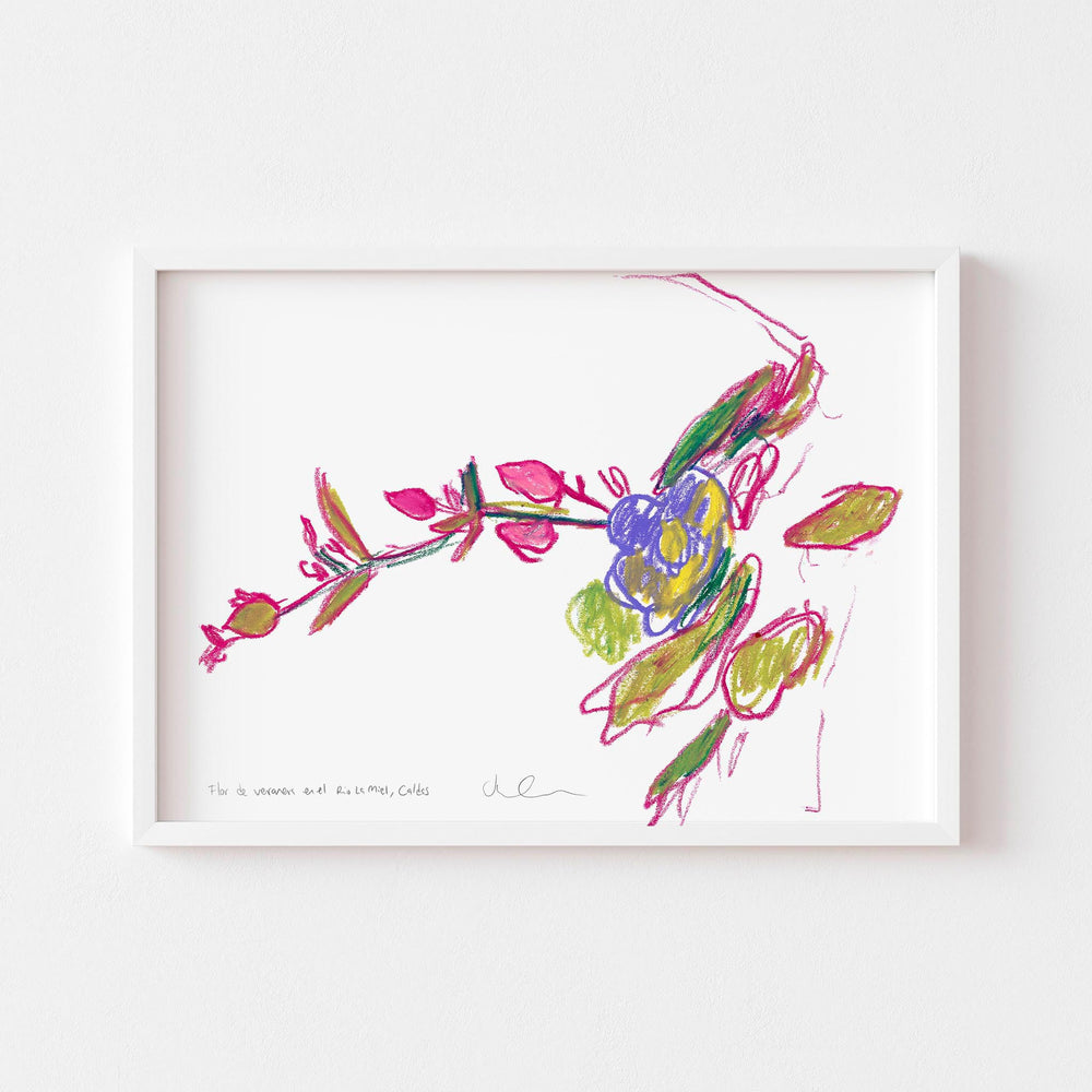 
                  
                    Modern botanical wall art print of a purple flower framed in white.
                  
                