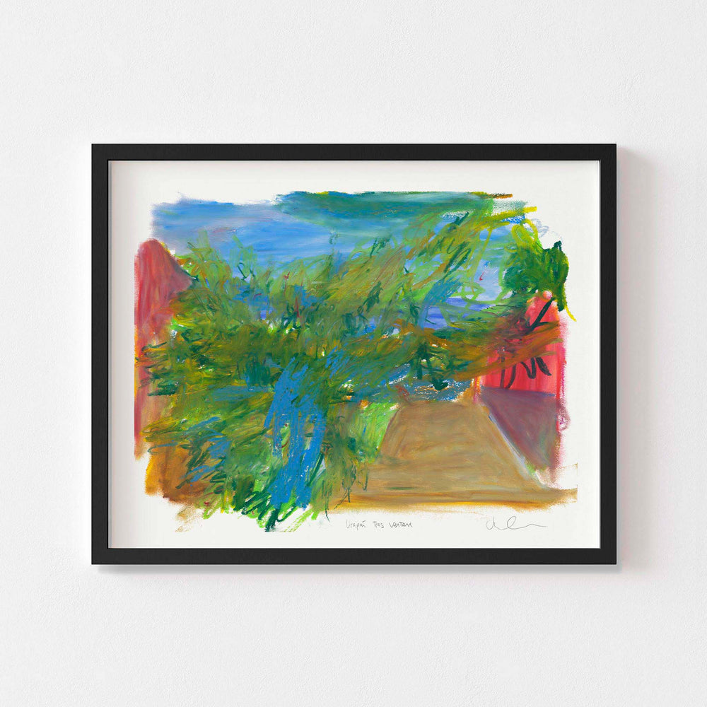 
                  
                    Modern landscape art wall print framed in black.
                  
                