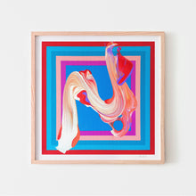  Colourful abstract art print in an oak frame.