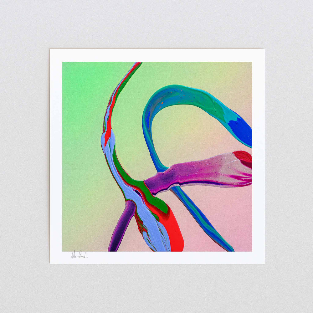 
                  
                    Green and pink abstract wall art print.
                  
                