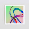 Green and pink abstract wall art print.