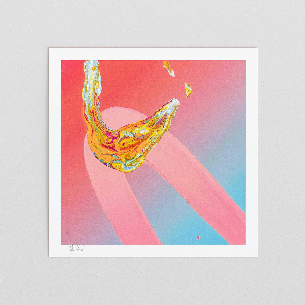 
                  
                    Unframed pink abstract art print.
                  
                