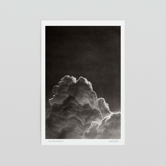 Black and white art print of a cloud unframed.