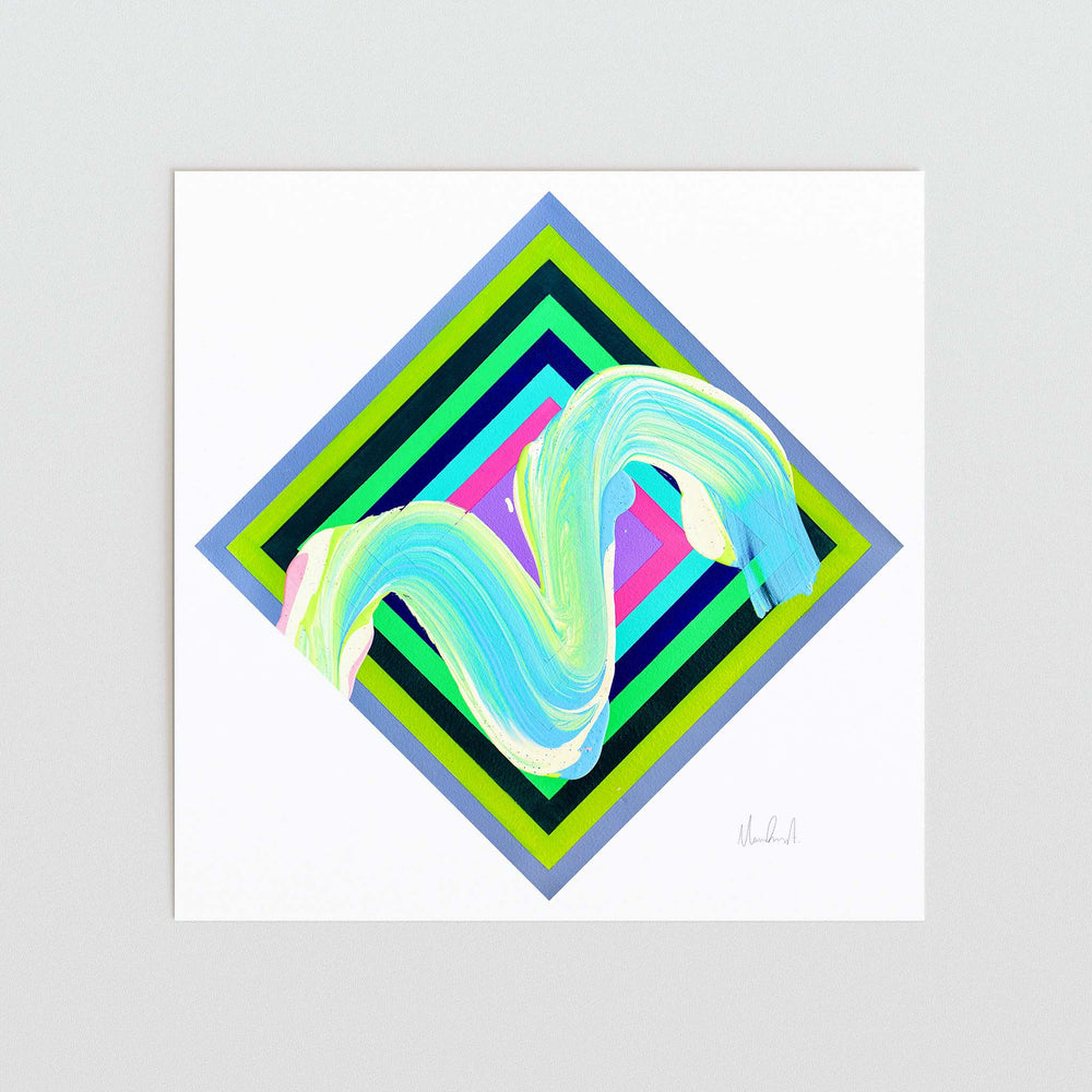 
                  
                    Unframed green geometric art print.
                  
                