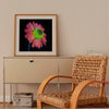 Contemporary floral wall art print in a modern living room.