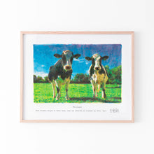  Small wall art print of two cows framed in oak.